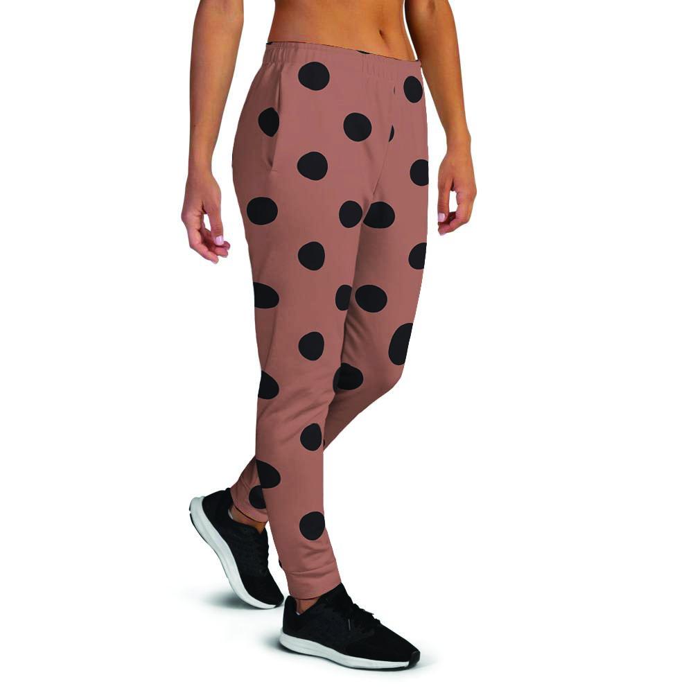 Brown And Black Polka Dot Women's Joggers-grizzshop