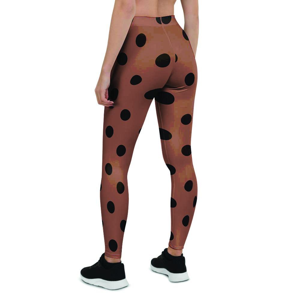 Brown And Black Polka Dot Women's Leggings-grizzshop