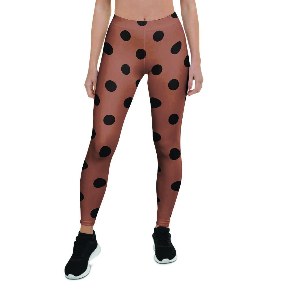 Brown And Black Polka Dot Women's Leggings-grizzshop