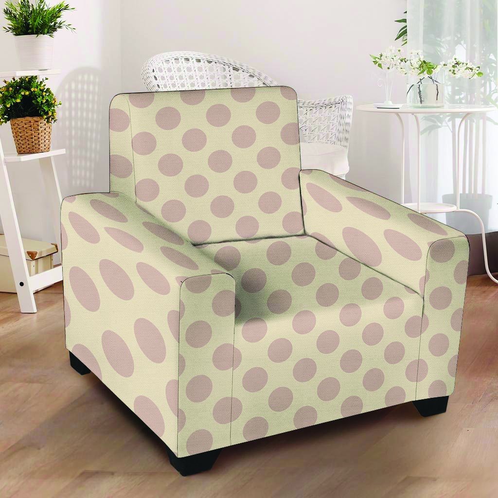 Brown And Cream Polka Dot Armchair Cover-grizzshop