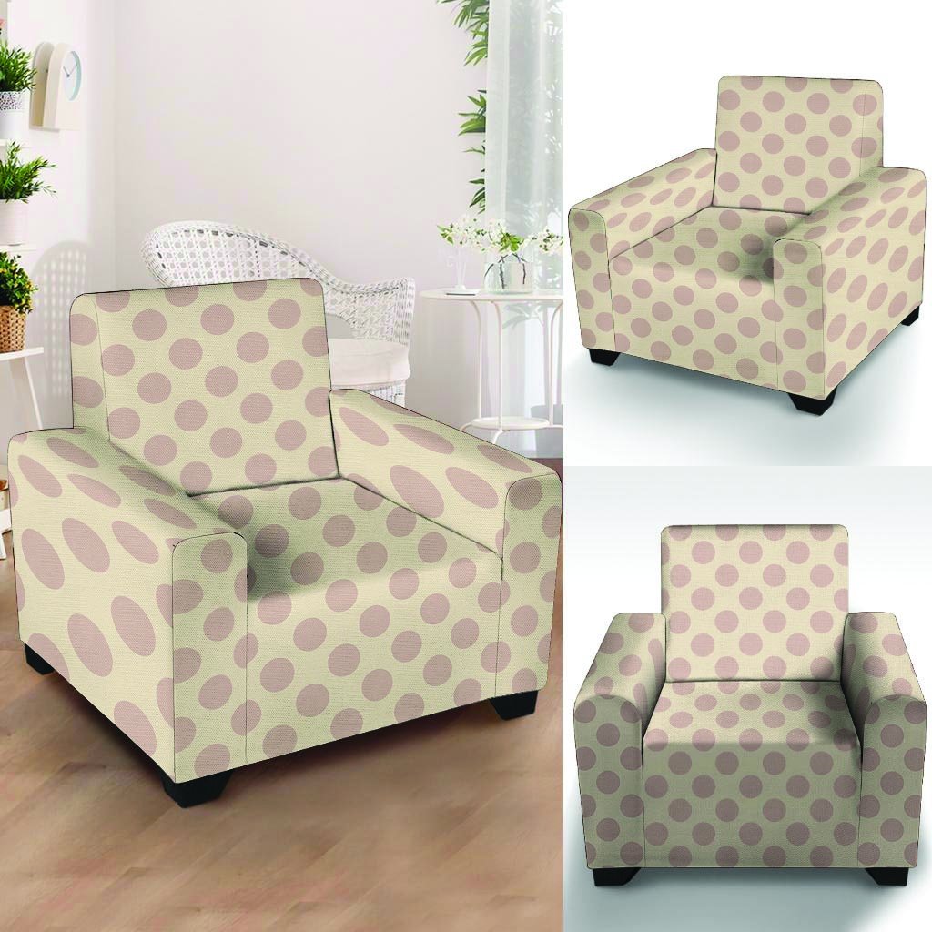 Brown And Cream Polka Dot Armchair Cover-grizzshop