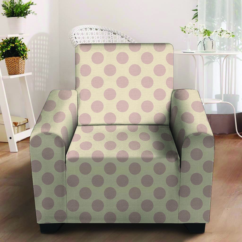 Brown And Cream Polka Dot Armchair Cover-grizzshop