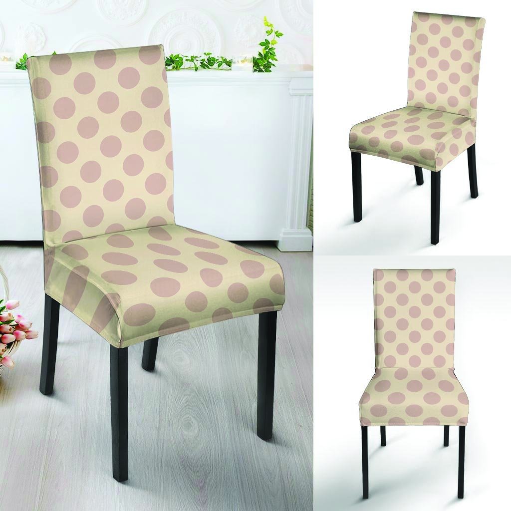Brown And Cream Polka Dot Chair Cover-grizzshop