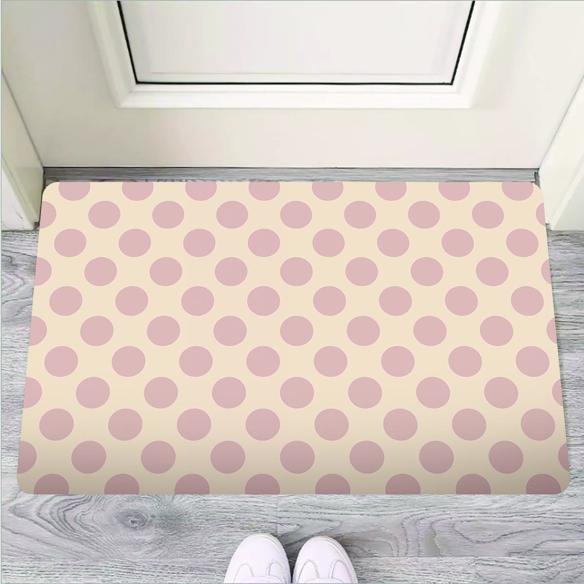 Brown And Cream Polka Dot Door Mat-grizzshop