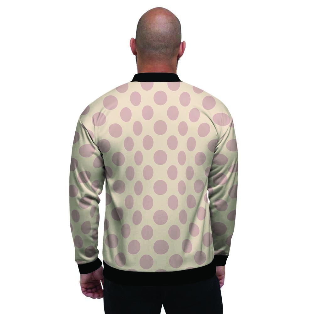 Brown And Cream Polka Dot Men's Bomber Jacket-grizzshop