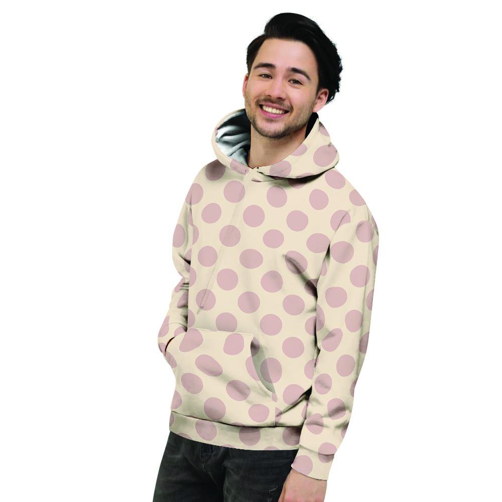 Brown And Cream Polka Dot Men's Hoodie-grizzshop