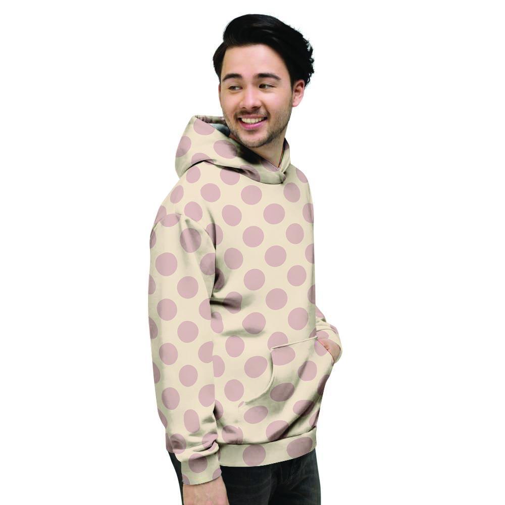 Brown And Cream Polka Dot Men's Hoodie-grizzshop