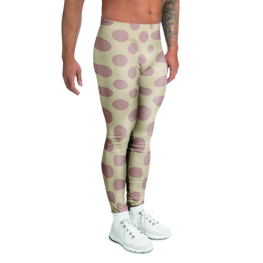 Brown And Cream Polka Dot Men's Leggings-grizzshop