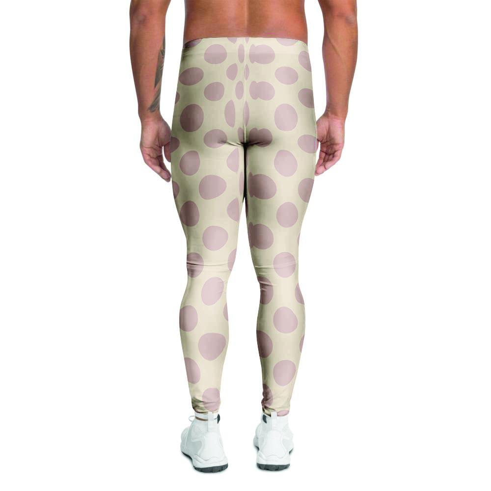 Brown And Cream Polka Dot Men's Leggings-grizzshop