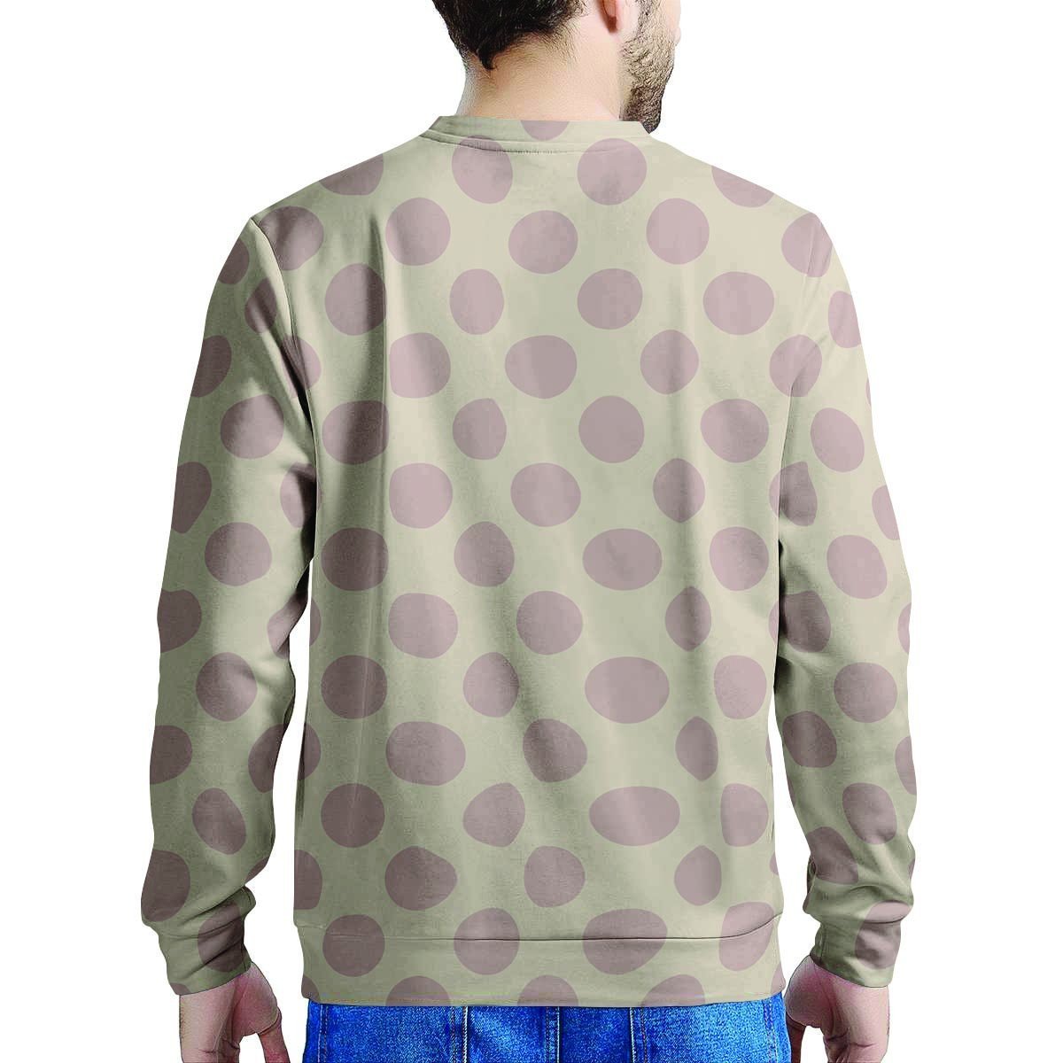 Brown And Cream Polka Dot Men's Sweatshirt-grizzshop