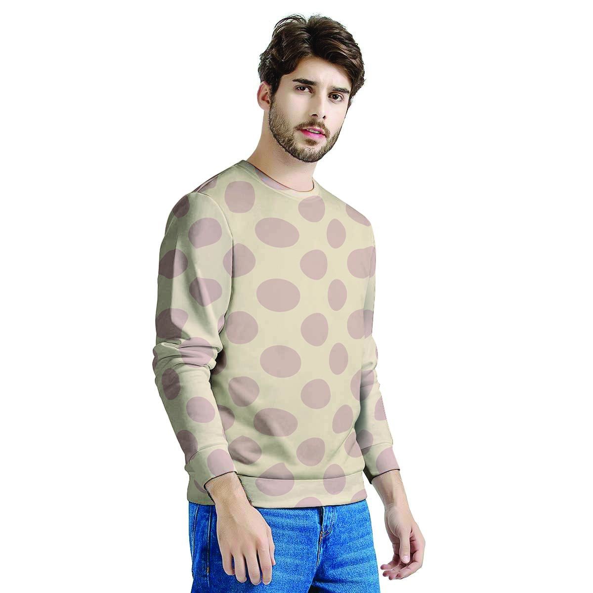 Brown And Cream Polka Dot Men's Sweatshirt-grizzshop