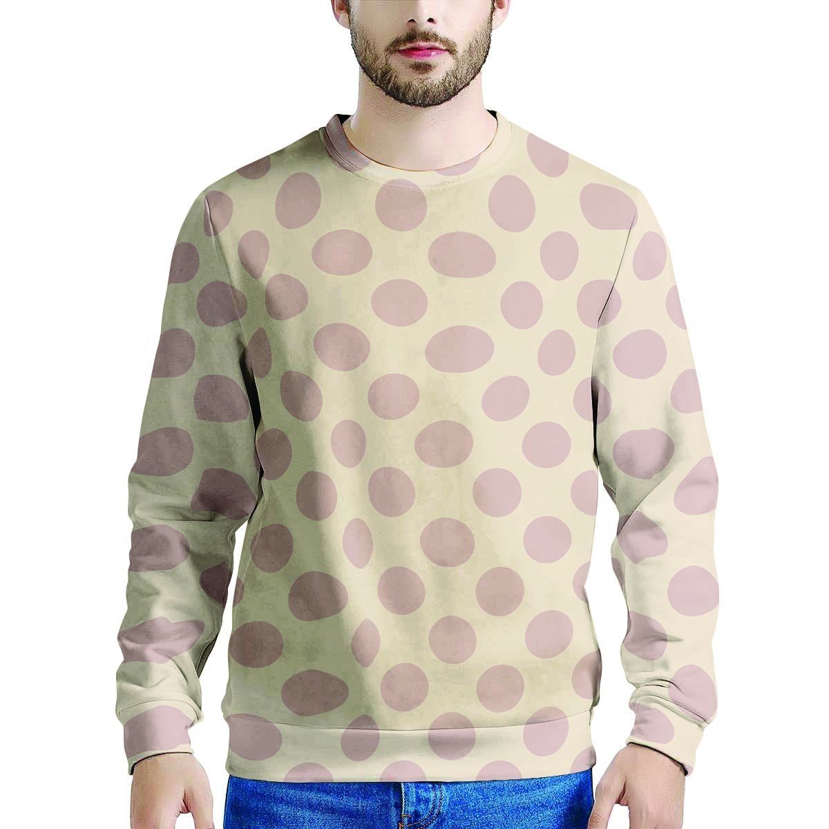 Brown And Cream Polka Dot Men's Sweatshirt-grizzshop