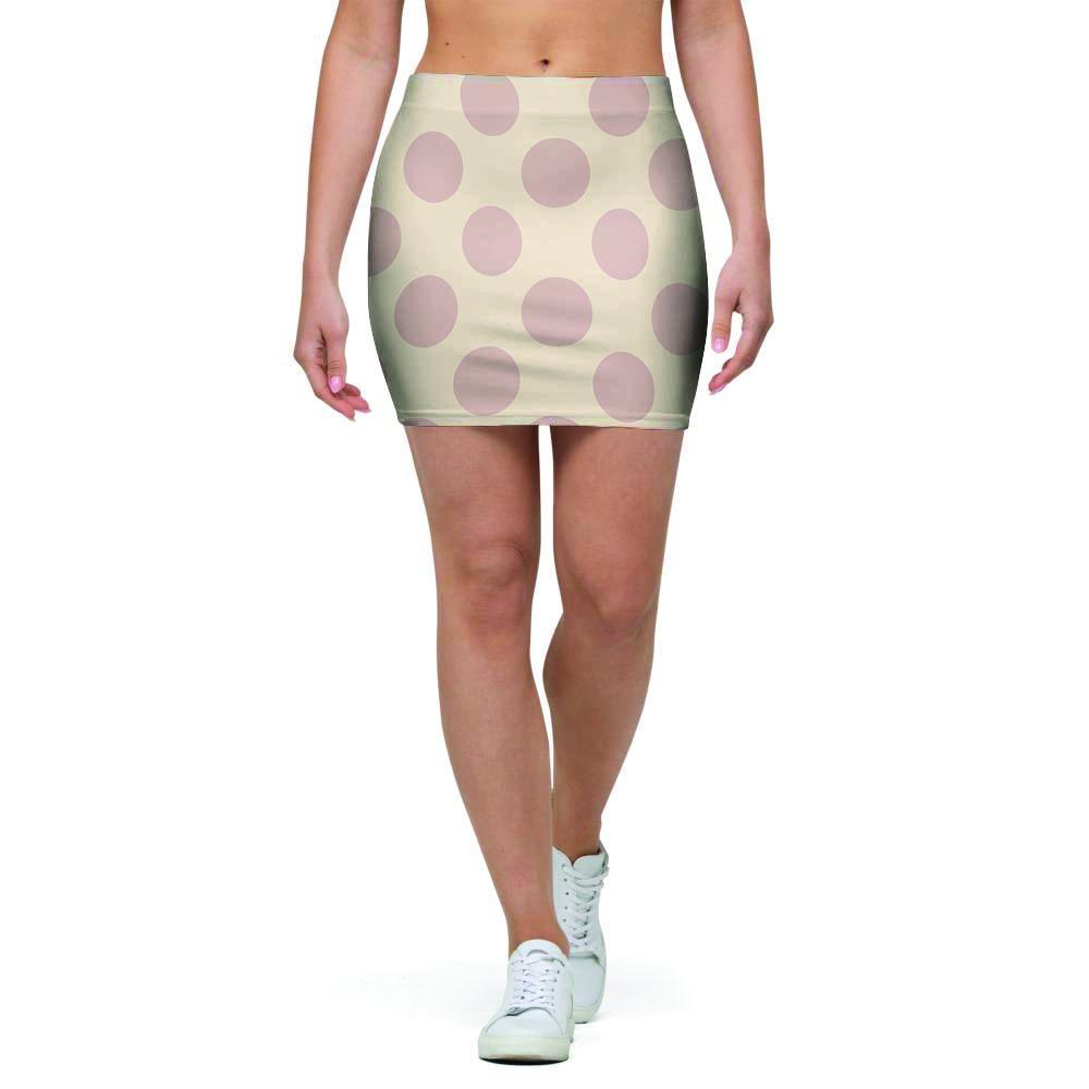 Brown And Cream Polka Dot Mini Skirt-grizzshop