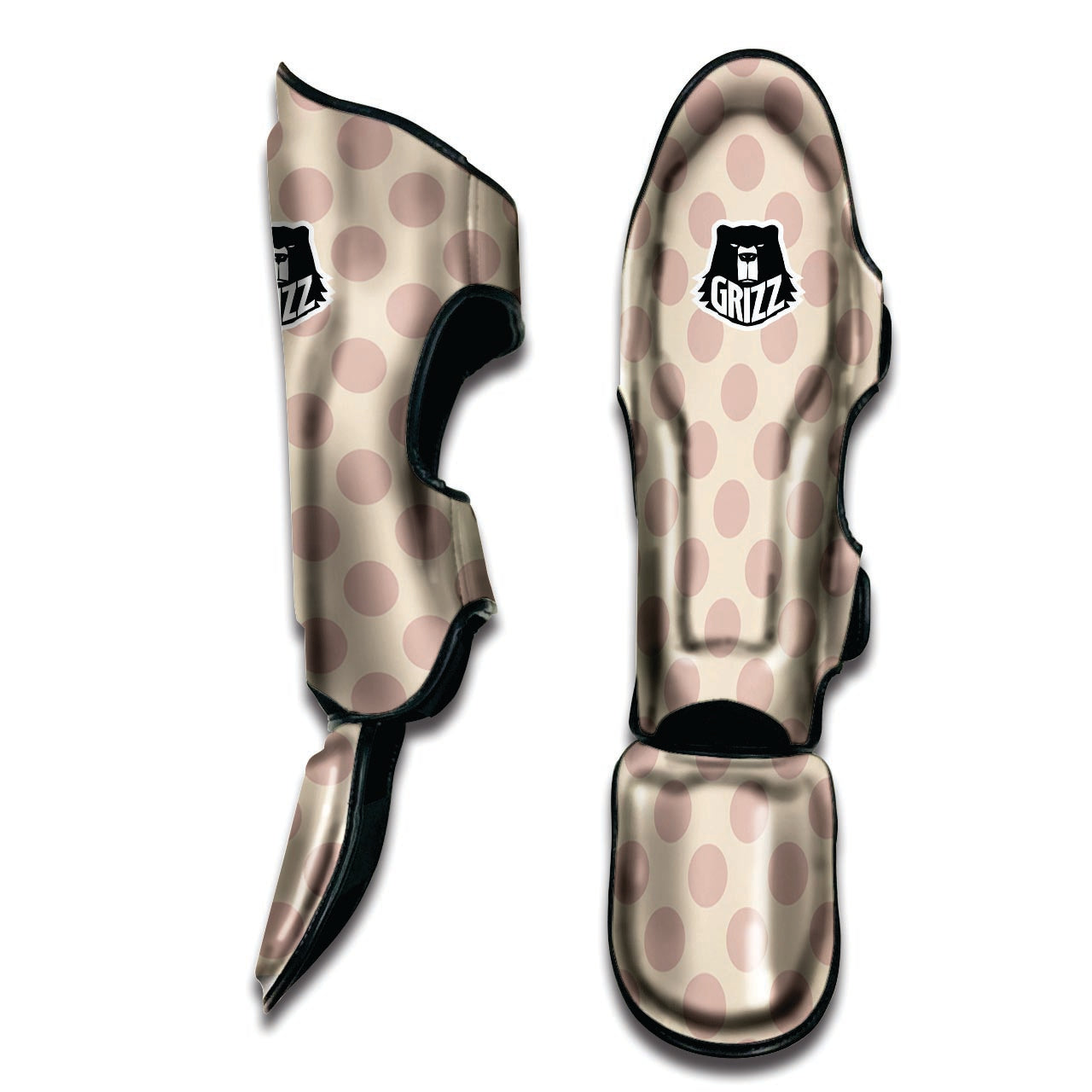 Brown And Cream Polka Dot Muay Thai Shin Guard-grizzshop