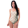 Brown And Cream Polka Dot One Piece Swimsuite-grizzshop