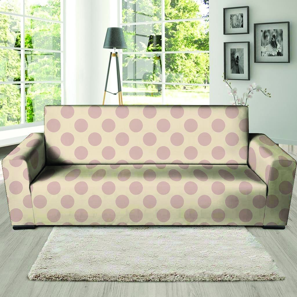 Brown And Cream Polka Dot Sofa Cover-grizzshop