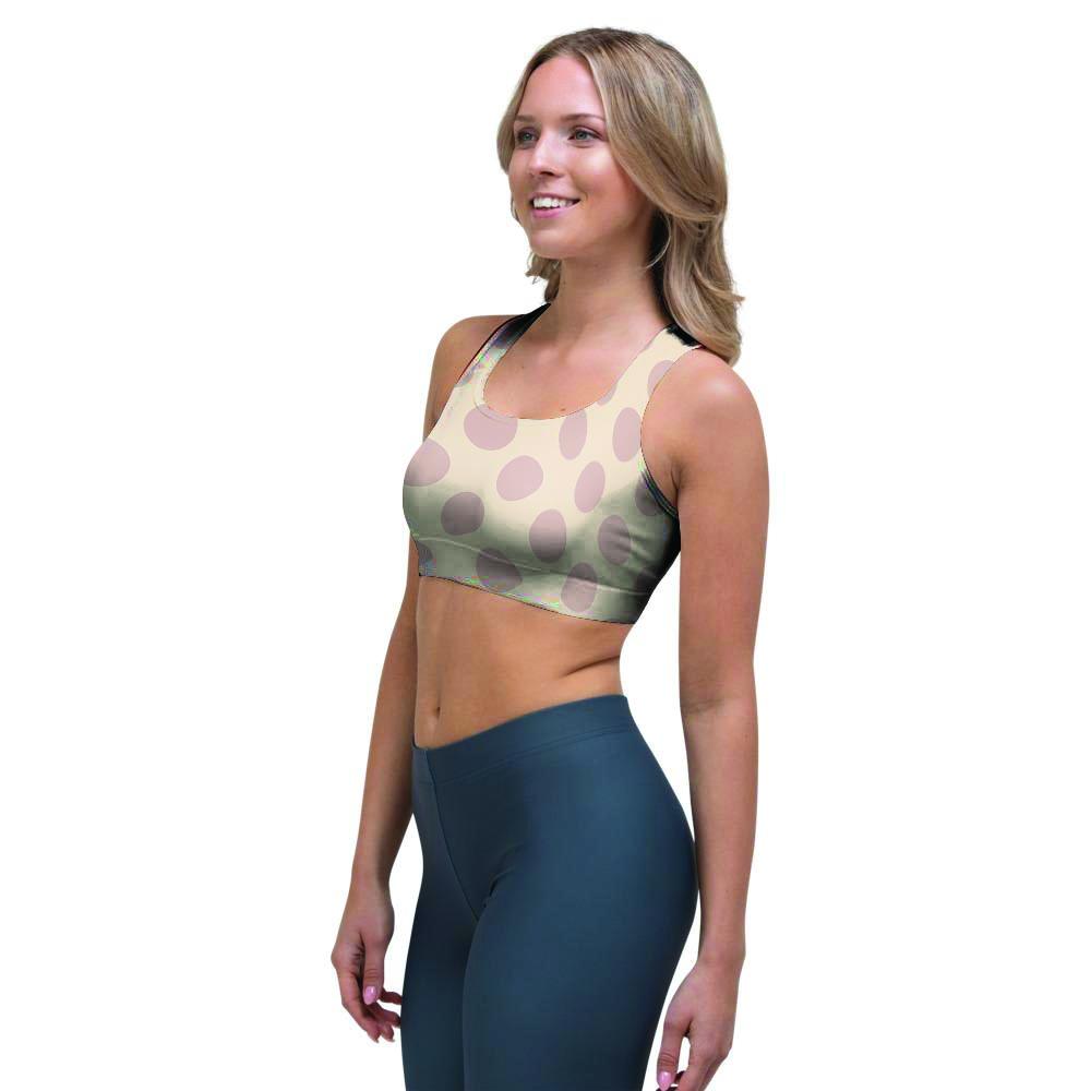 Brown And Cream Polka Dot Sports Bra-grizzshop