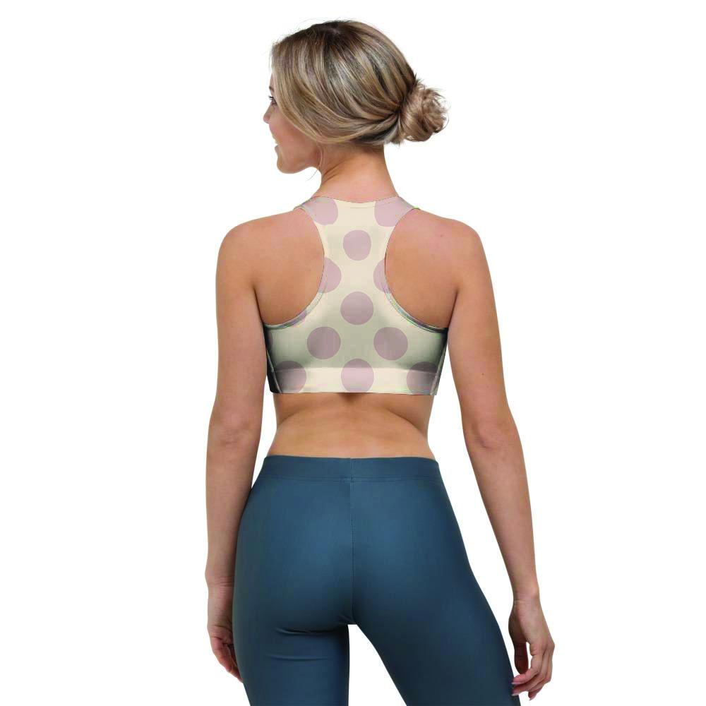 Brown And Cream Polka Dot Sports Bra-grizzshop