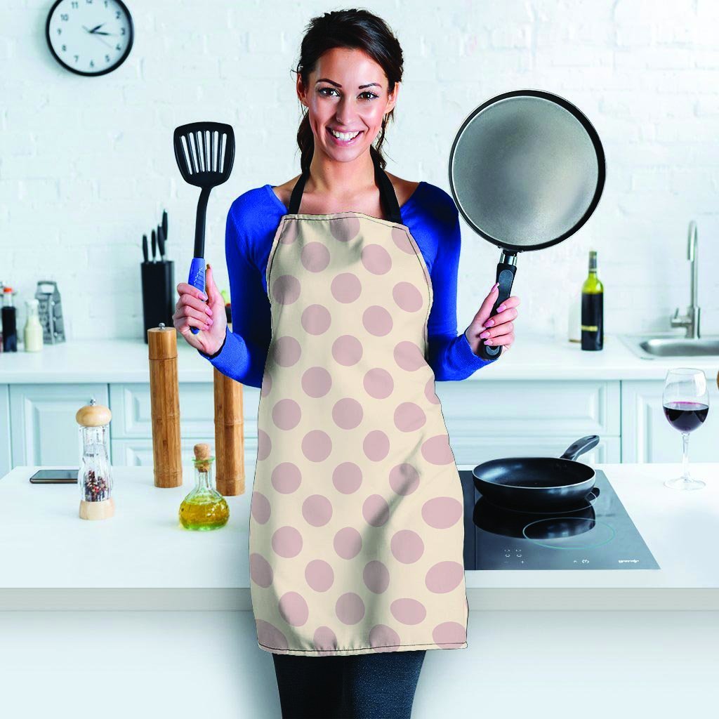 Brown And Cream Polka Dot Women's Apron-grizzshop