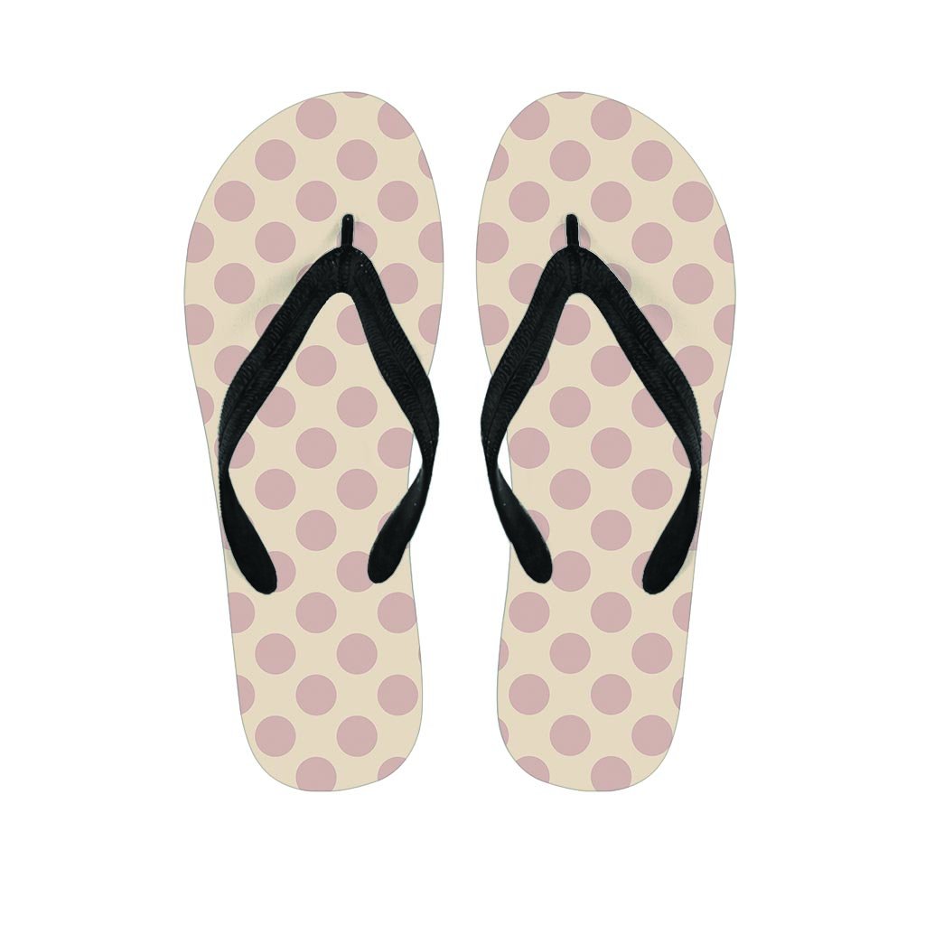 Brown And Cream Polka Dot Women's Flip Flops-grizzshop