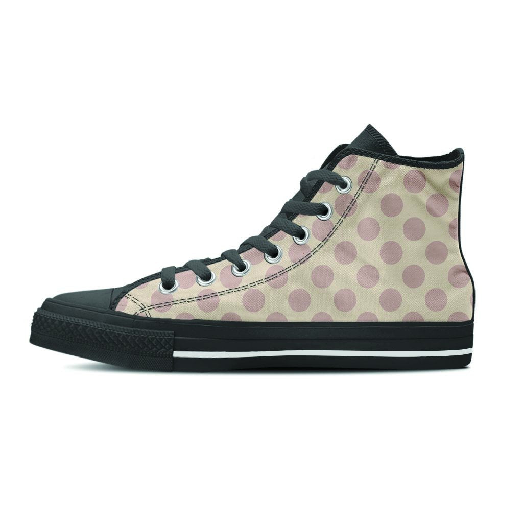 Brown And Cream Polka Dot Women's High Top Shoes-grizzshop