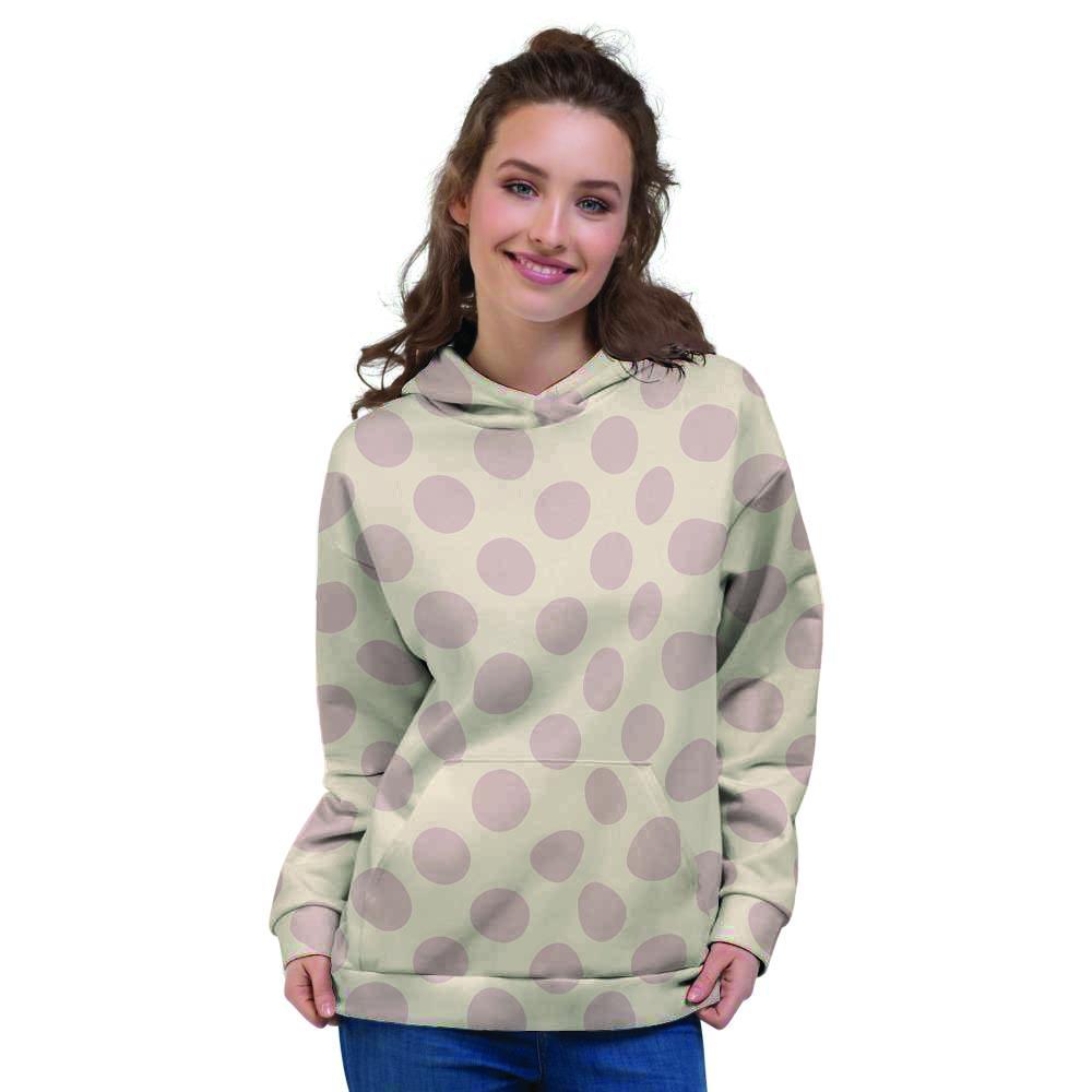 Brown And Cream Polka Dot Women's Hoodie-grizzshop