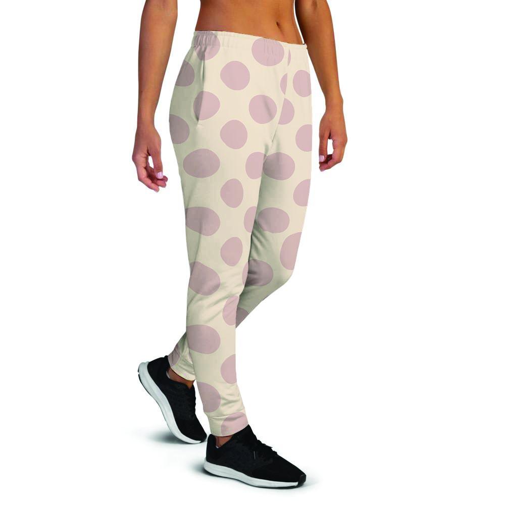 Brown And Cream Polka Dot Women's Joggers-grizzshop