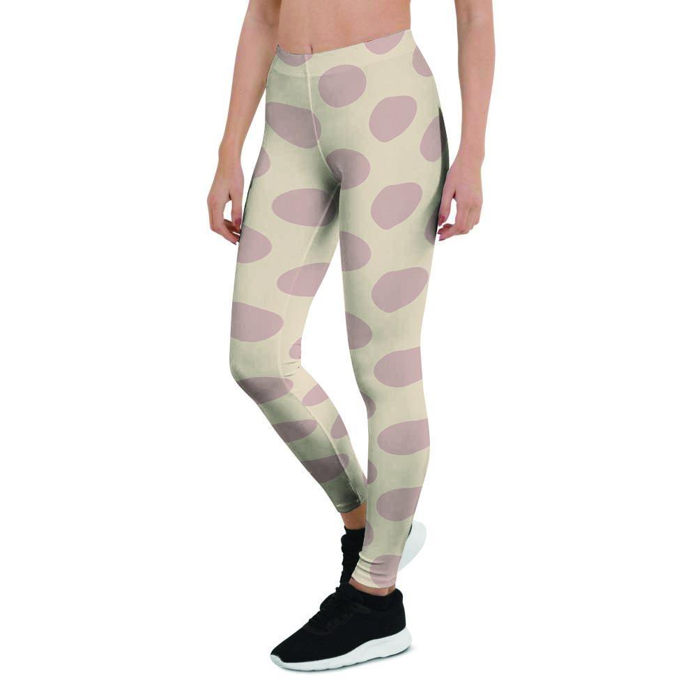 Brown And Cream Polka Dot Women's Leggings-grizzshop