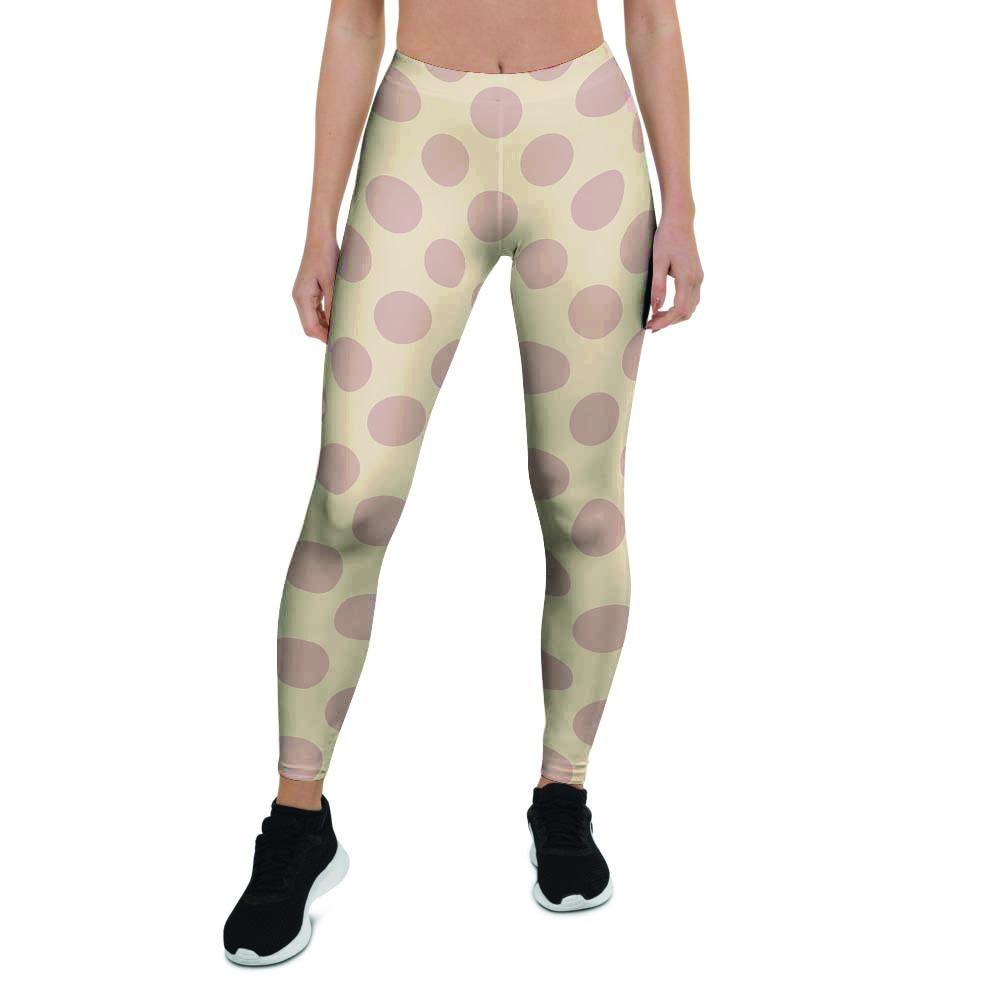 Brown And Cream Polka Dot Women's Leggings-grizzshop