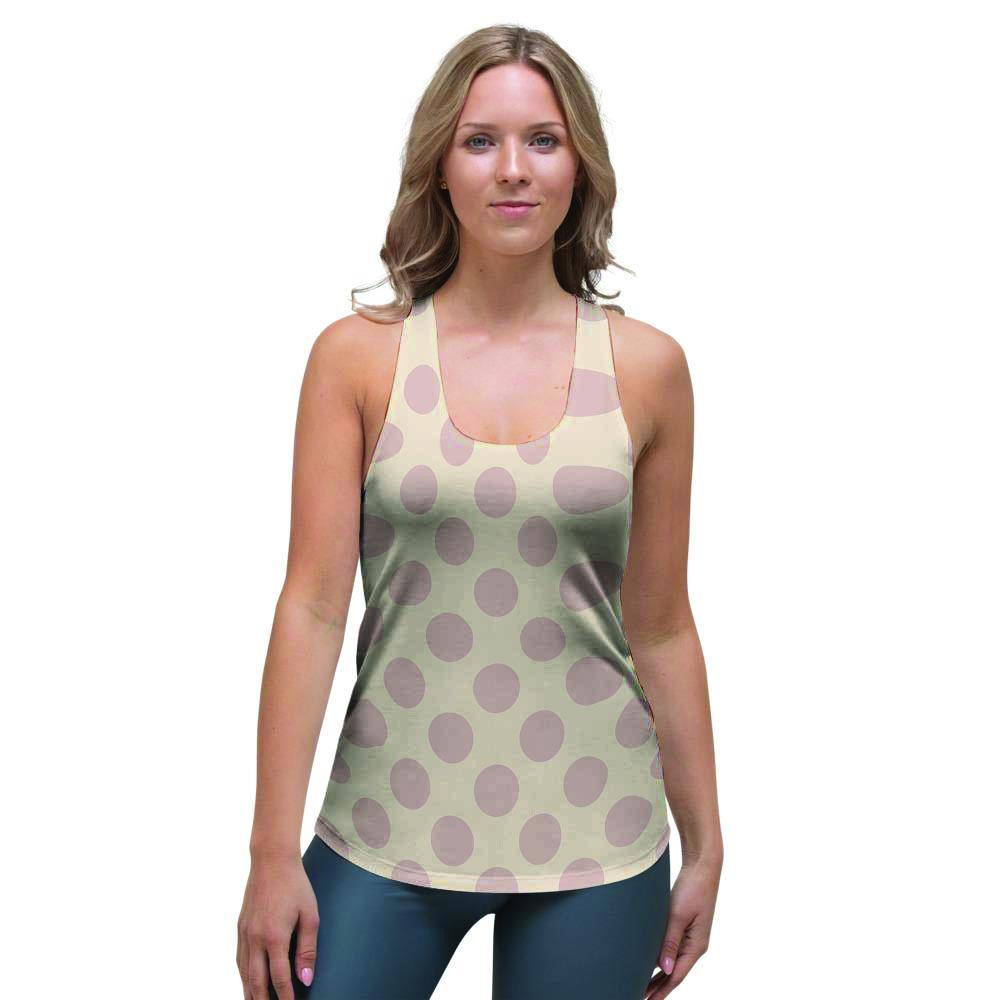 Brown And Cream Polka Dot Women's Racerback Tank Top-grizzshop