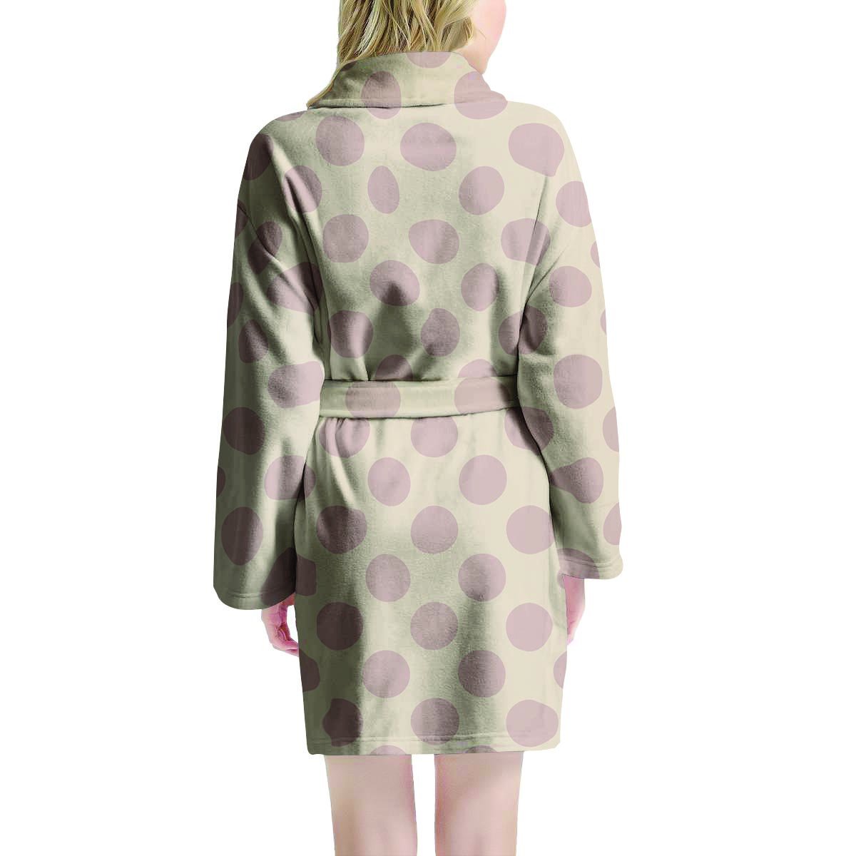 Brown And Cream Polka Dot Women's Robe-grizzshop