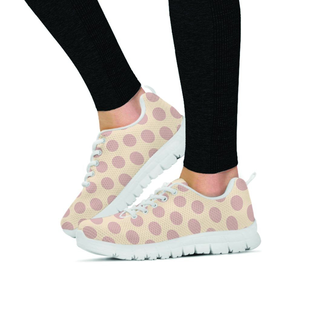 Brown And Cream Polka Dot Women's Sneakers-grizzshop