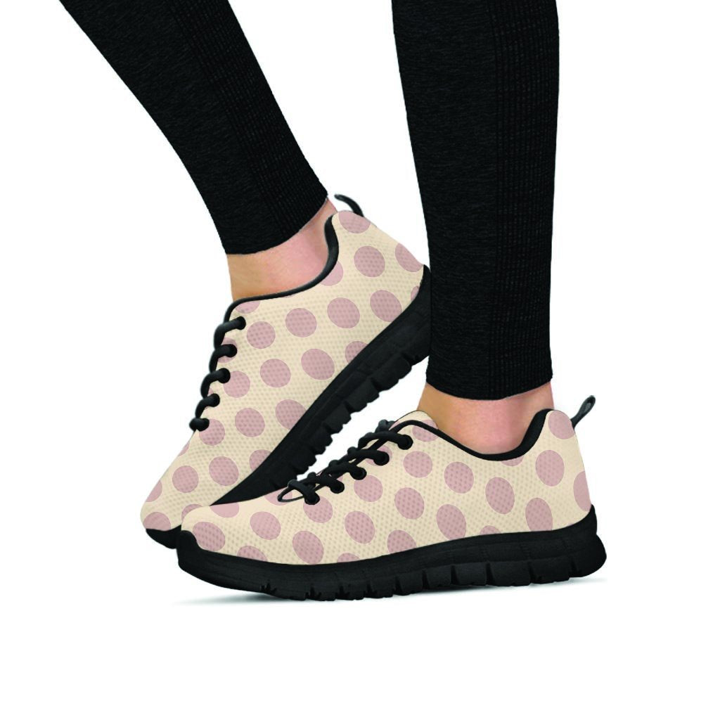 Brown And Cream Polka Dot Women's Sneakers-grizzshop