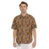 Brown And Orange Wild Animals Print Pattern Men's Short Sleeve Shirts-grizzshop