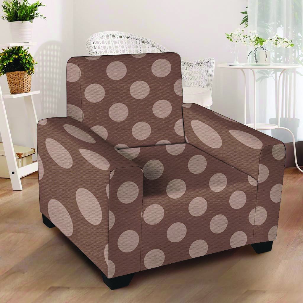 Brown And Tan Polka Dot Armchair Cover-grizzshop