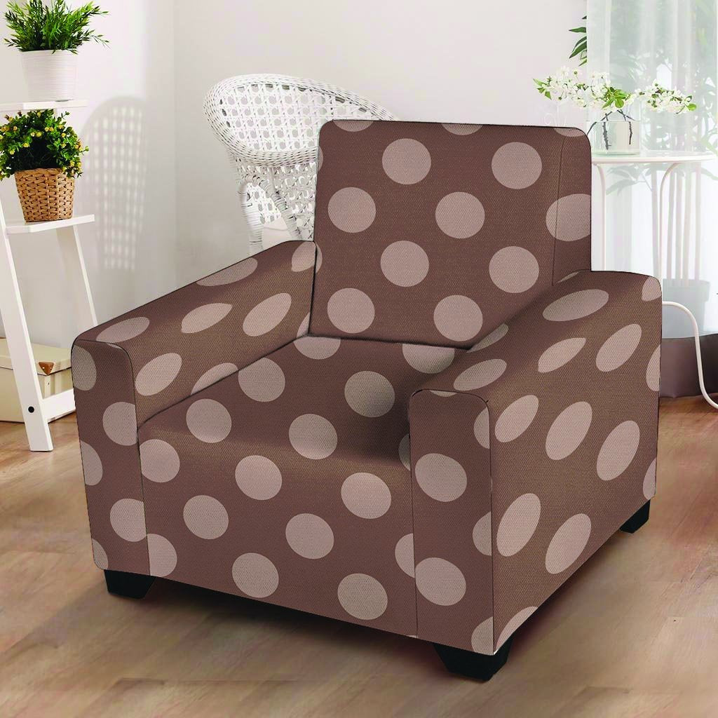 Brown And Tan Polka Dot Armchair Cover-grizzshop