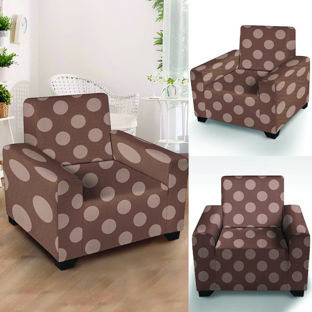 Brown And Tan Polka Dot Armchair Cover-grizzshop