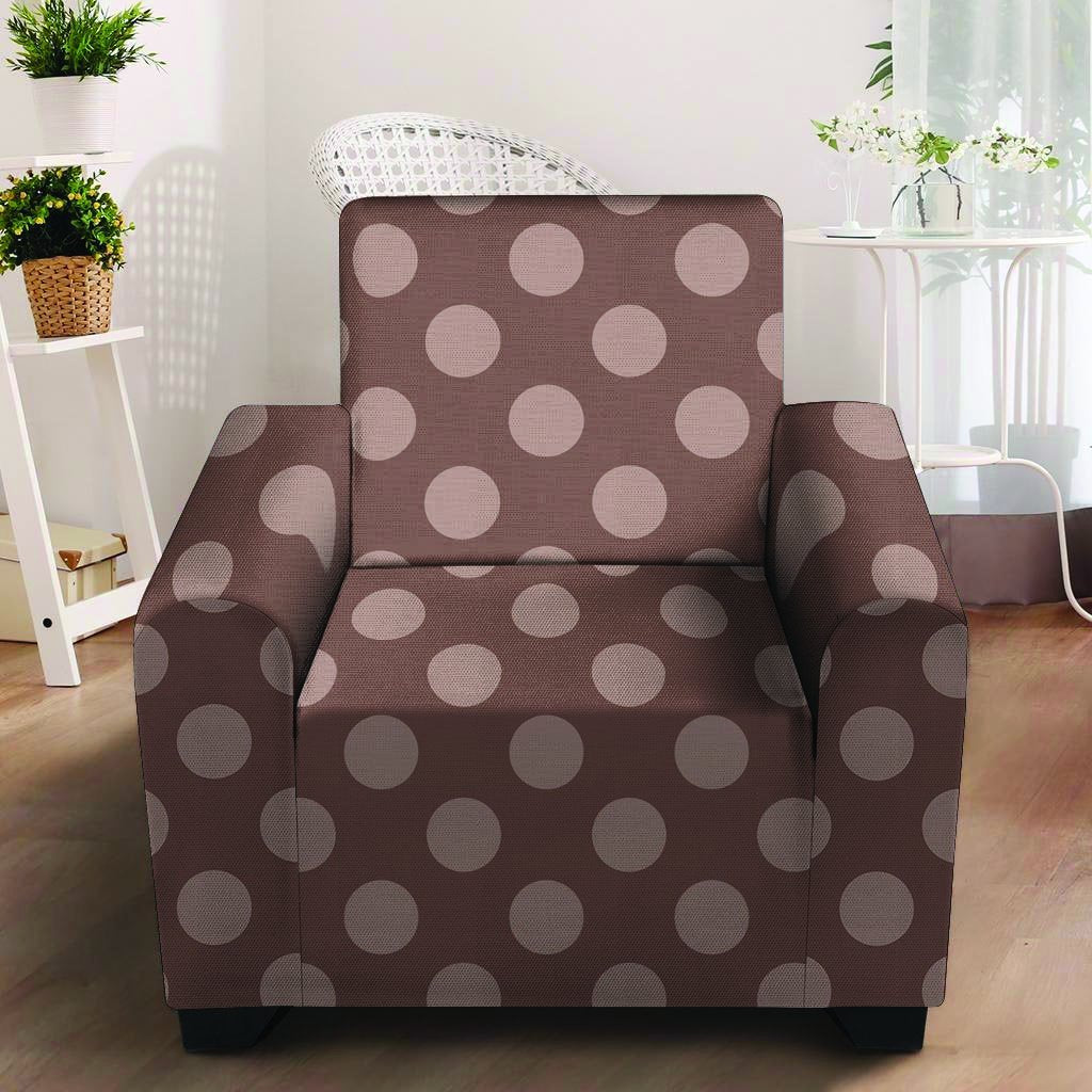 Brown And Tan Polka Dot Armchair Cover-grizzshop