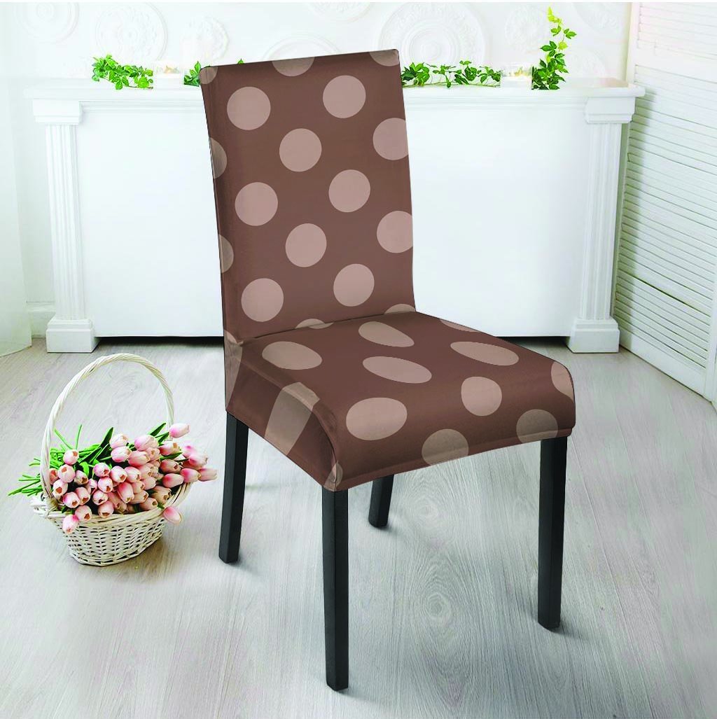 Brown And Tan Polka Dot Chair Cover-grizzshop