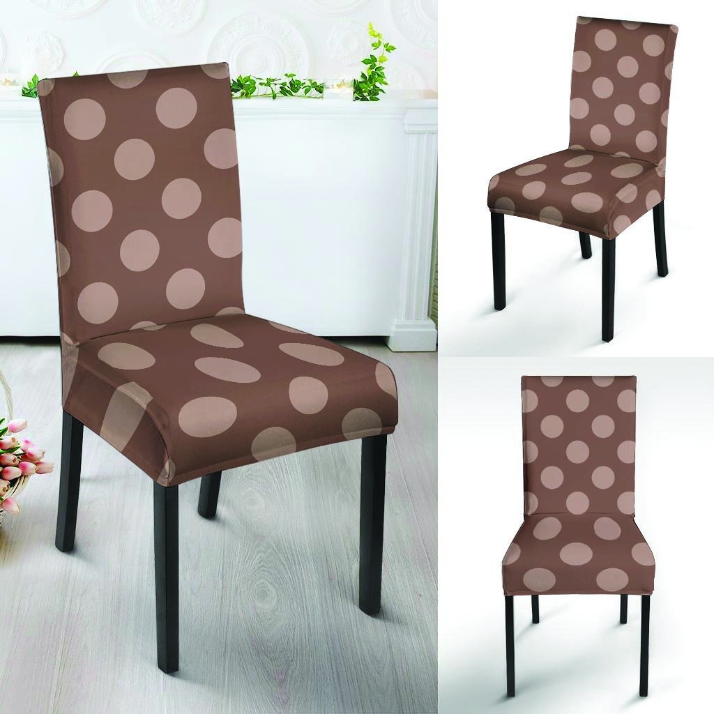 Brown And Tan Polka Dot Chair Cover-grizzshop