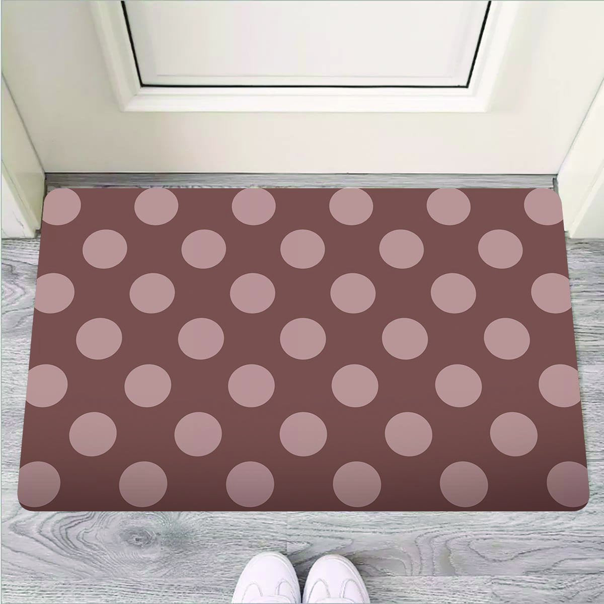 Brown And Tan Polka Dot Door Mat-grizzshop