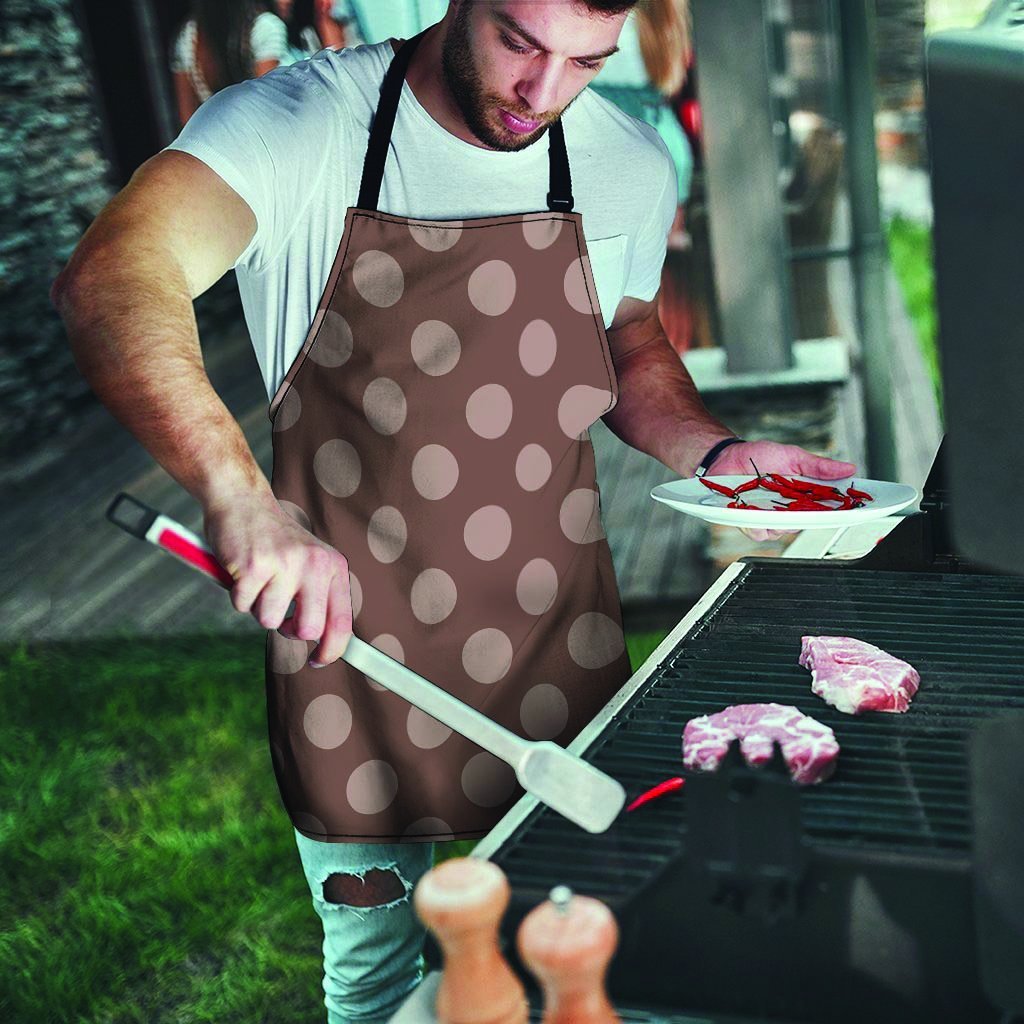 Brown And Tan Polka Dot Men's Apron-grizzshop