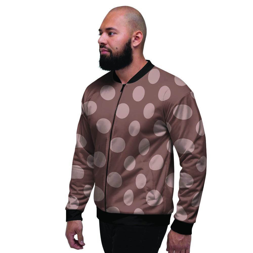 Brown And Tan Polka Dot Men's Bomber Jacket-grizzshop