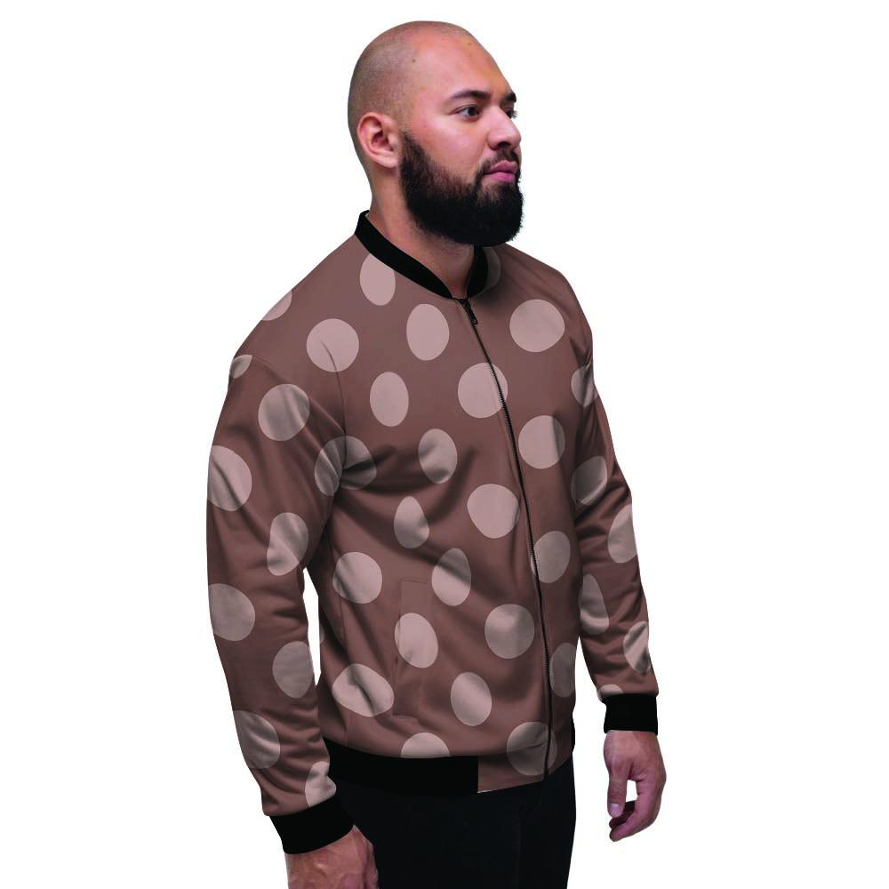 Brown And Tan Polka Dot Men's Bomber Jacket-grizzshop