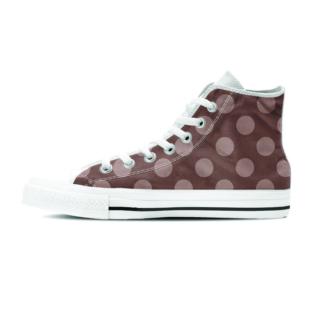 Brown And Tan Polka Dot Men's High Top Shoes-grizzshop