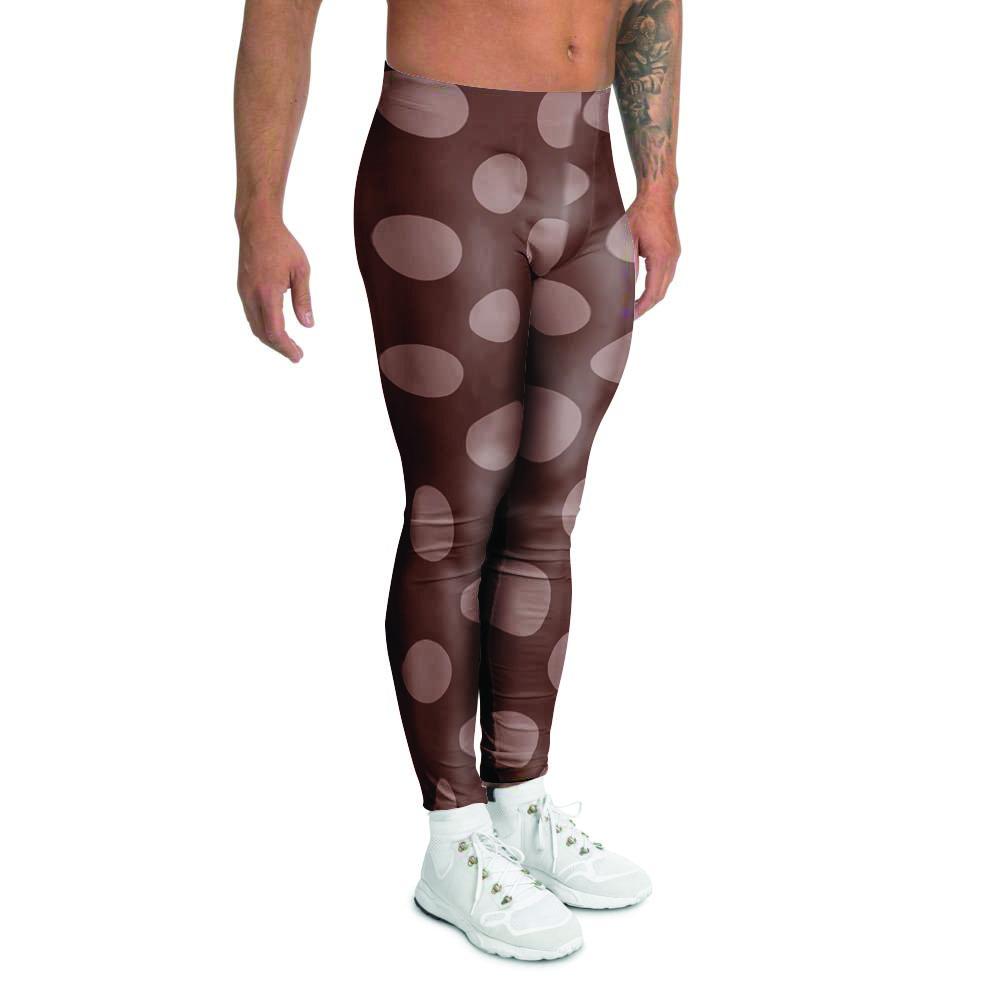 Brown And Tan Polka Dot Men's Leggings-grizzshop