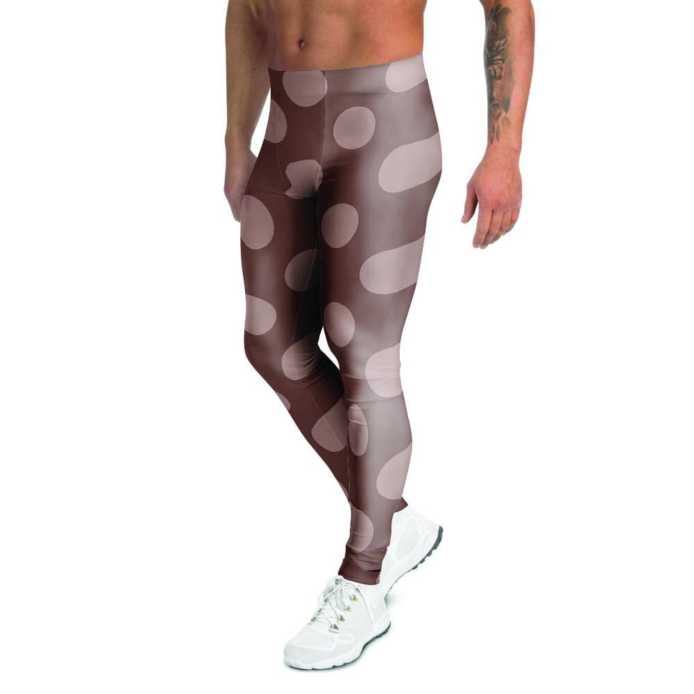 Brown And Tan Polka Dot Men's Leggings-grizzshop