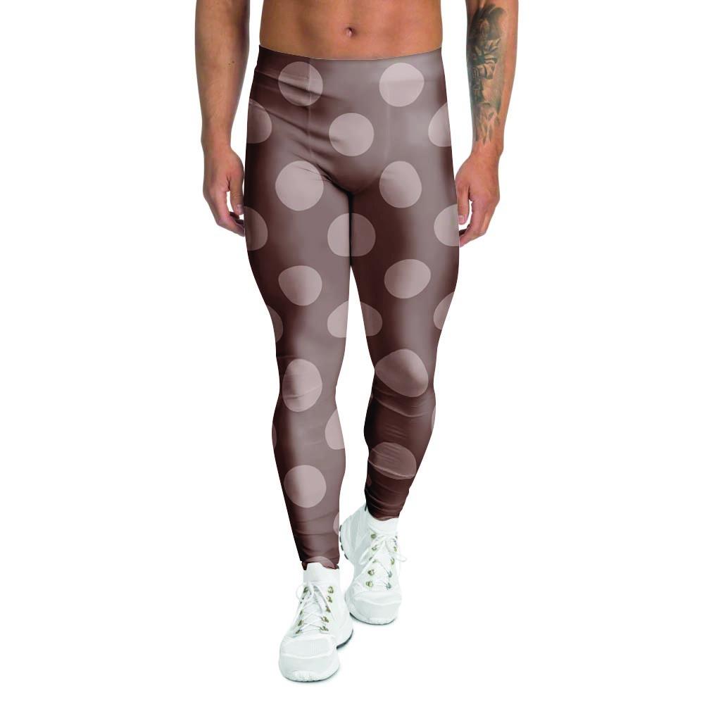 Brown And Tan Polka Dot Men's Leggings-grizzshop