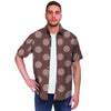 Brown And Tan Polka Dot Men's Short Sleeve Shirt-grizzshop