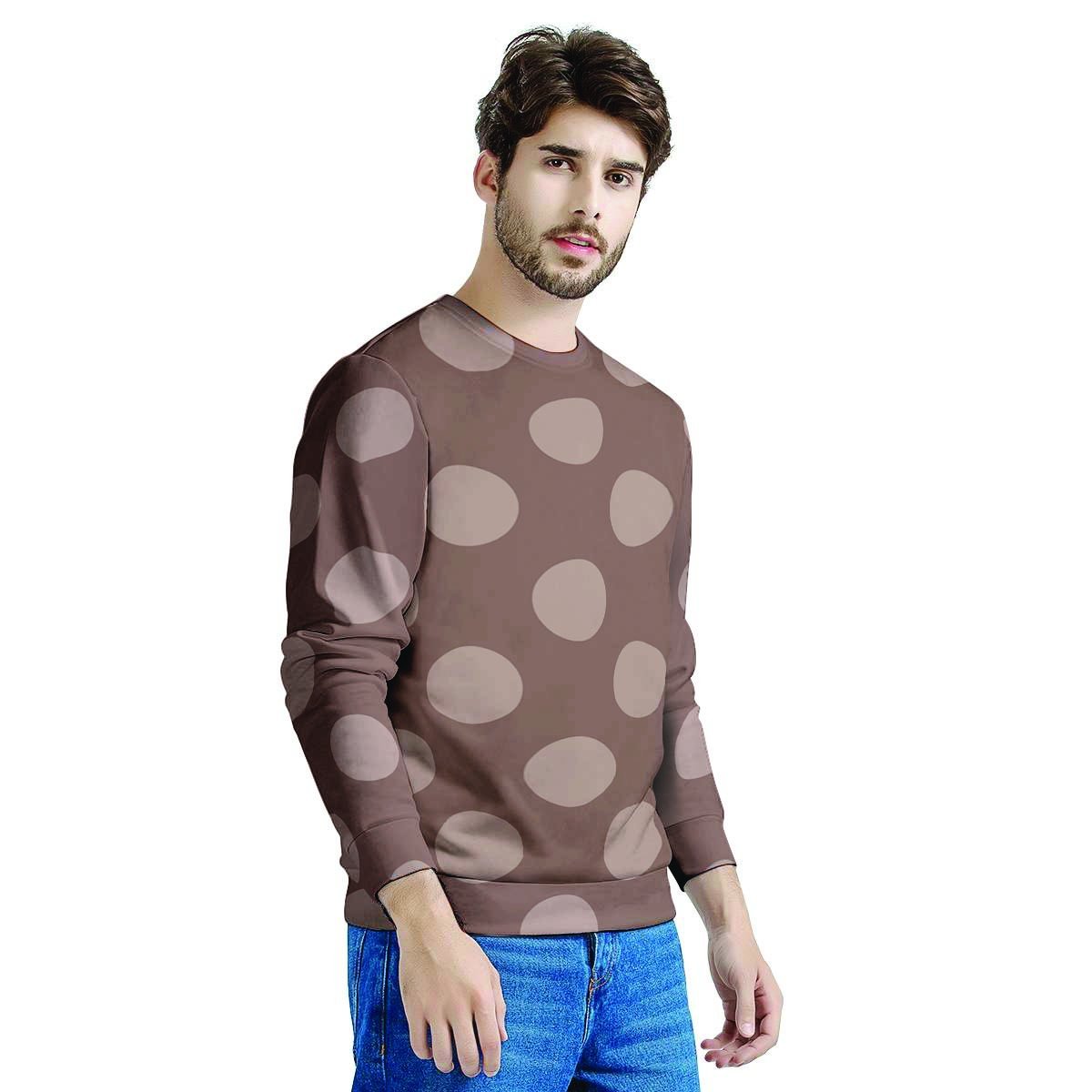 Brown And Tan Polka Dot Men's Sweatshirt-grizzshop